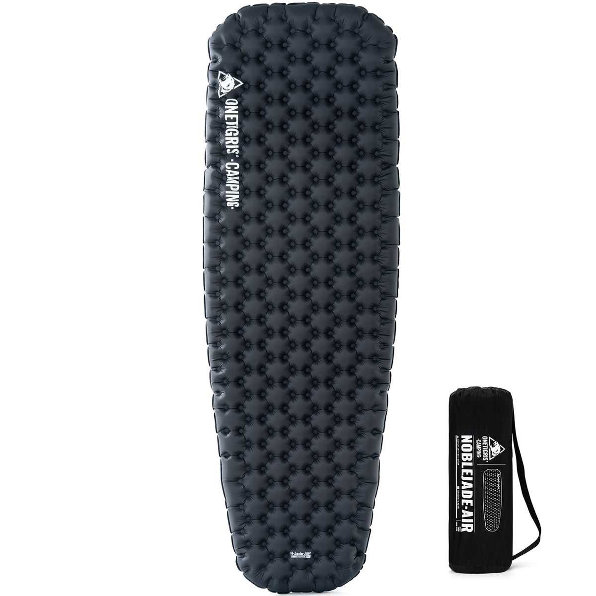Camping mattress with air pump on a white background