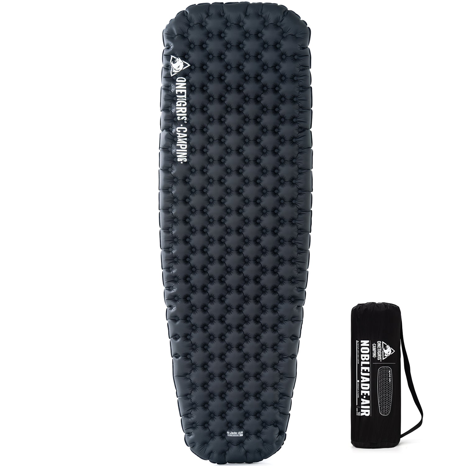 Camping mattress with air pump on a white background