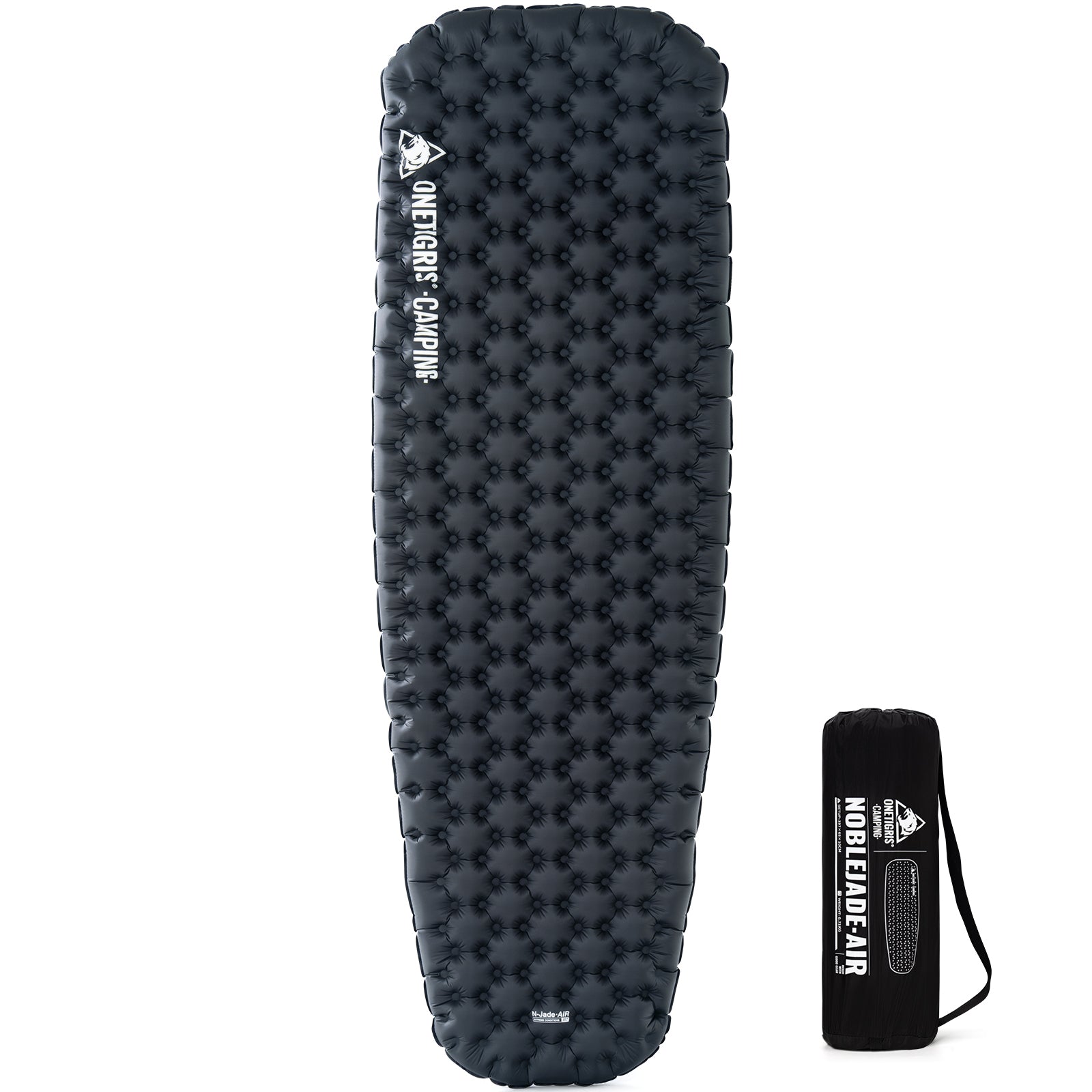 Camping mattress with air pump on a white background