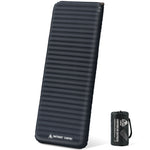 Black camping mattress with carrying bag on a white background