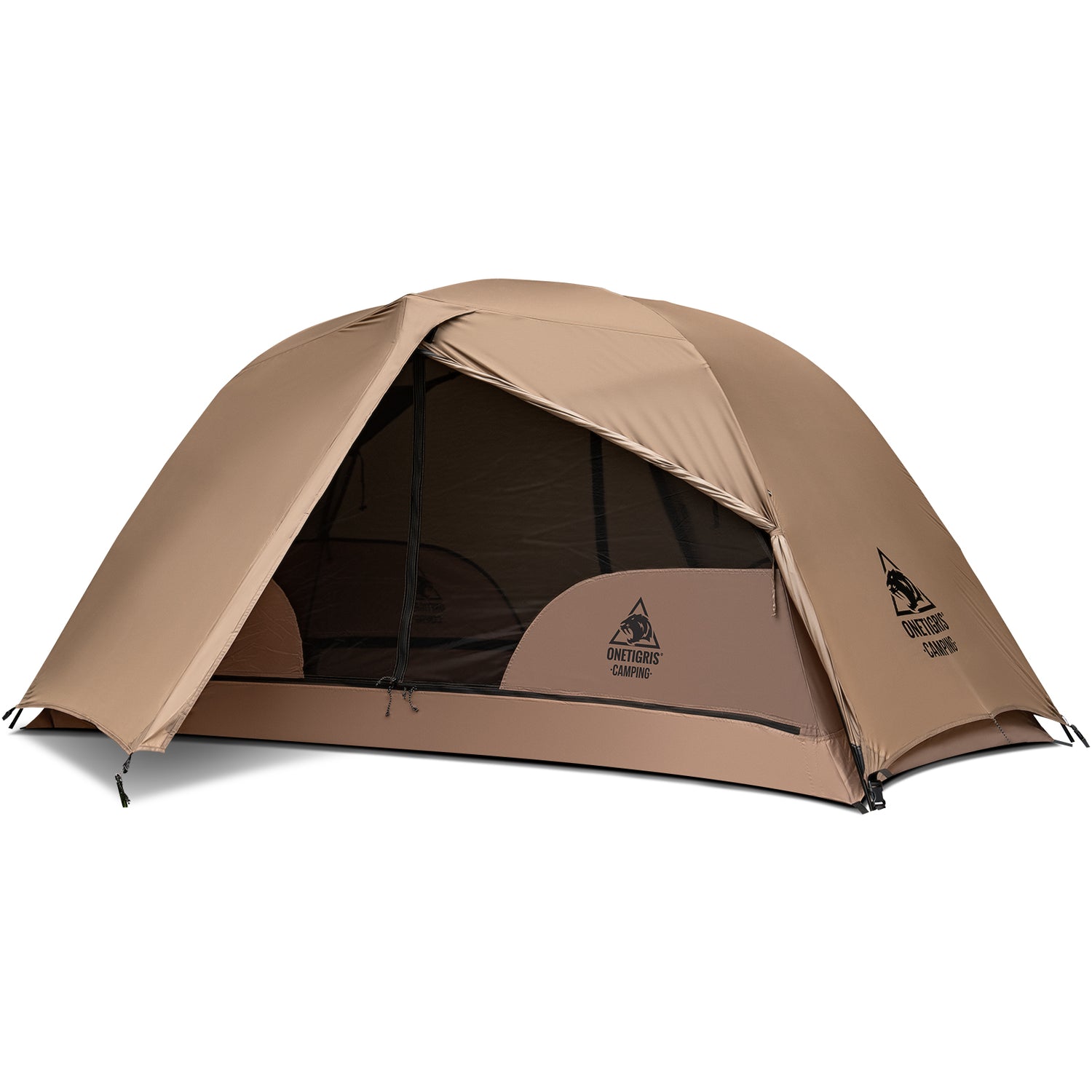 Coyote Brown camping tent with a visible brand logo on a white background
