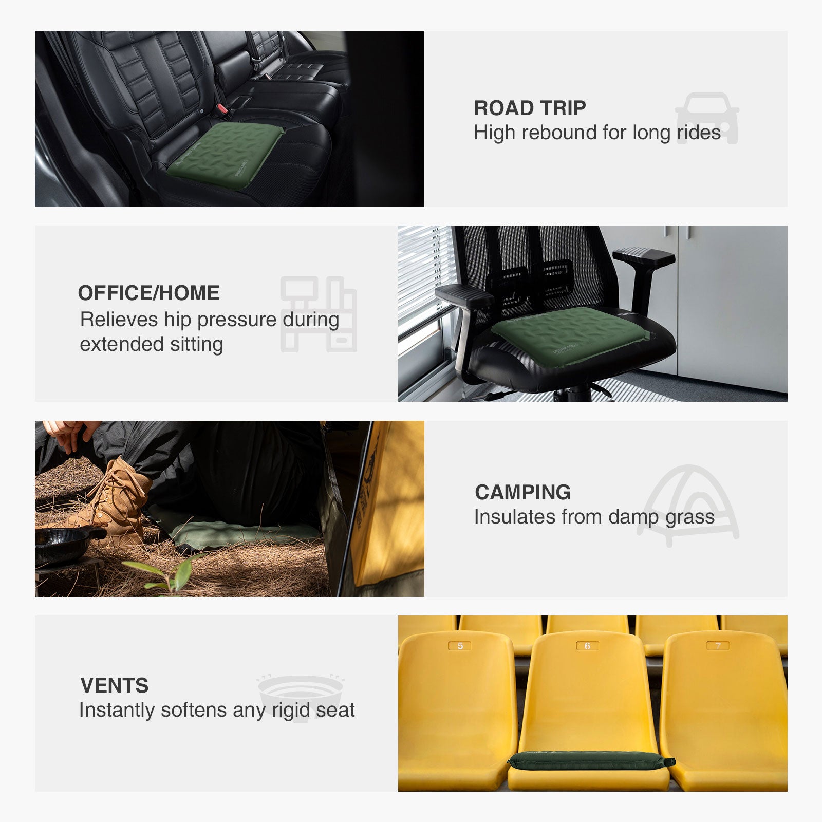 DYNISLAND SELF-INFLATING SEAT CUSHION
