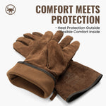 OneTigris cowhide leather gloves offering heat protection on the outside and flexible comfort inside.