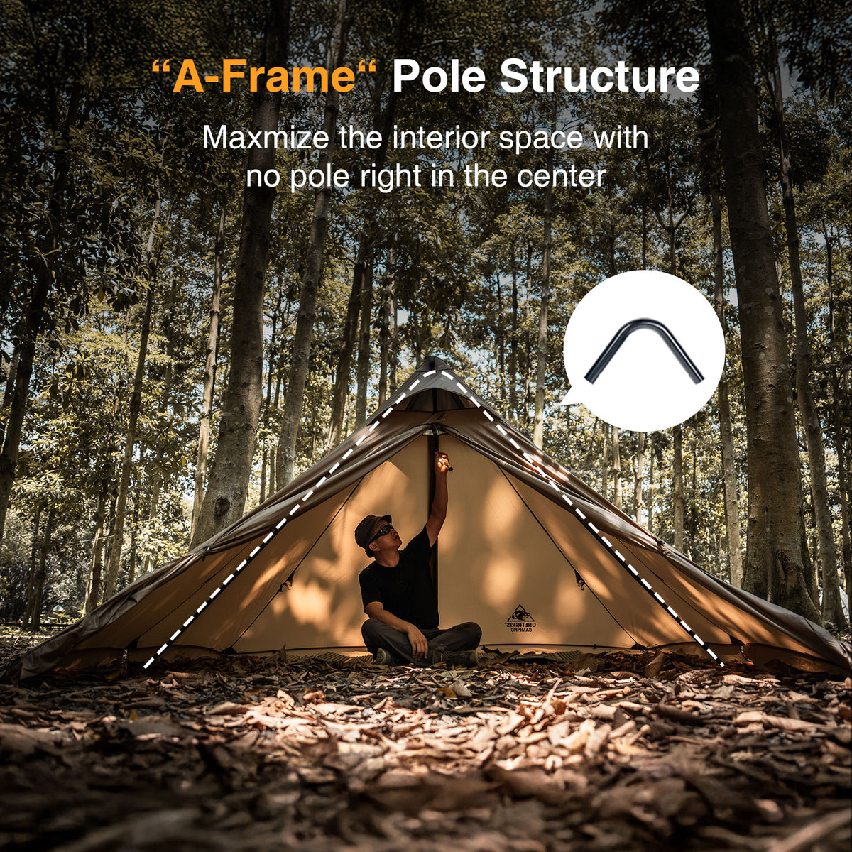 “A-Frame" Pole Structure
Maxmize the interior space with no pole right in the center