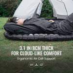 3.1 IN / 8CM THICK for cloud-like comfort with ergonomic air cell support