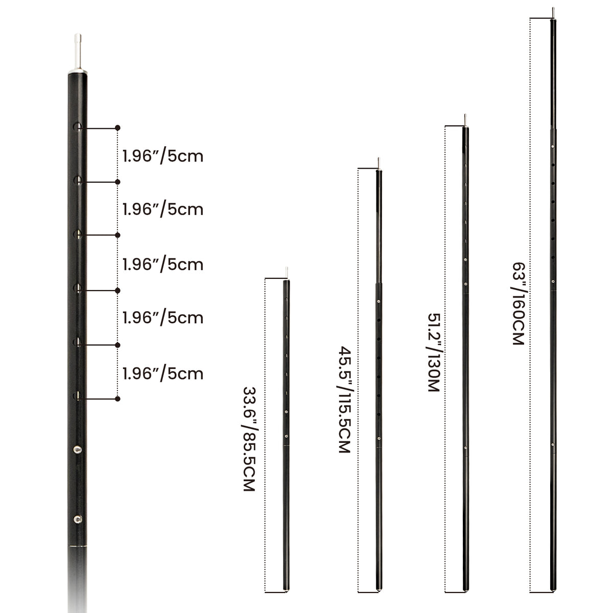 Measurement chart of various vertical and horizontal dimensions on a white background