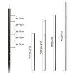 Measurement chart of various vertical and horizontal dimensions on a white background
