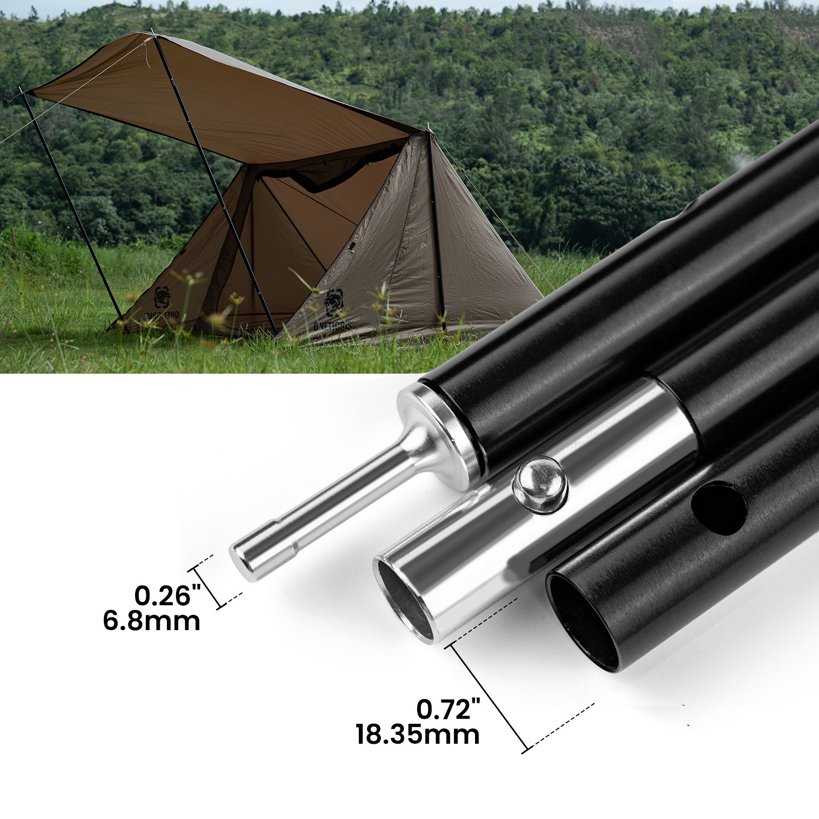6061 Aluminum Adjustable Telescoping Tarp Poles | OneTigris