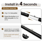 Step-by-step guide on assembling a telescopic pole with text and illustrations.