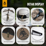 Detailed display of a camping hammock with various features highlighted.