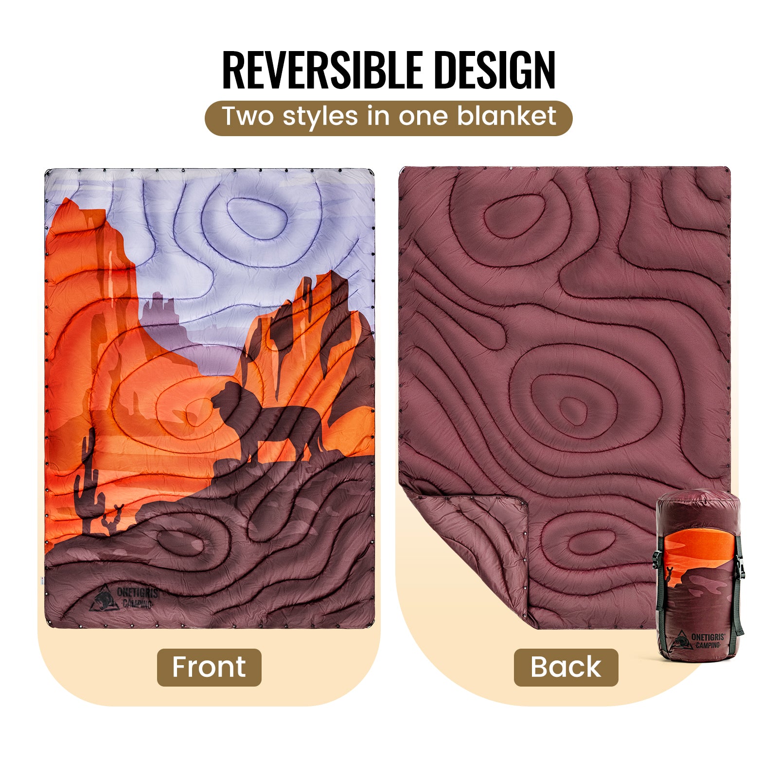 OneTigris Digital Printed Camping Blanket