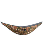 Camouflage hammock Under-Quilt with gray interior on a white background