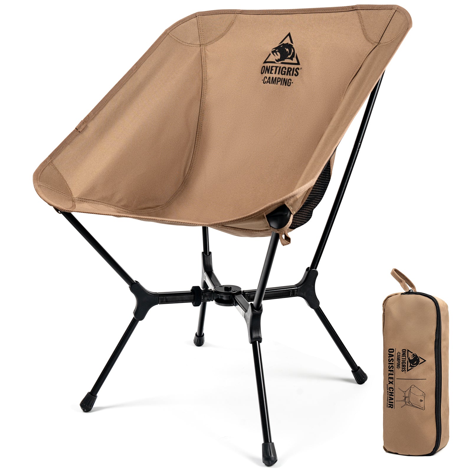 Camping chair with carrying bag on a white background