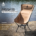 Oasisflex high back camping chair by OneTigris Camping by a body of water.