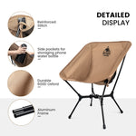 Camping chair with features highlighted on a white background
