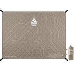 Camping mat with topographic pattern and OneTigris Camping logo on a white background