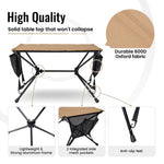 Portable table with features highlighted on a white background