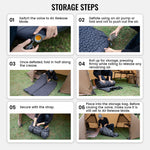 Step-by-step guide on how to store a camping mattress with images and text.