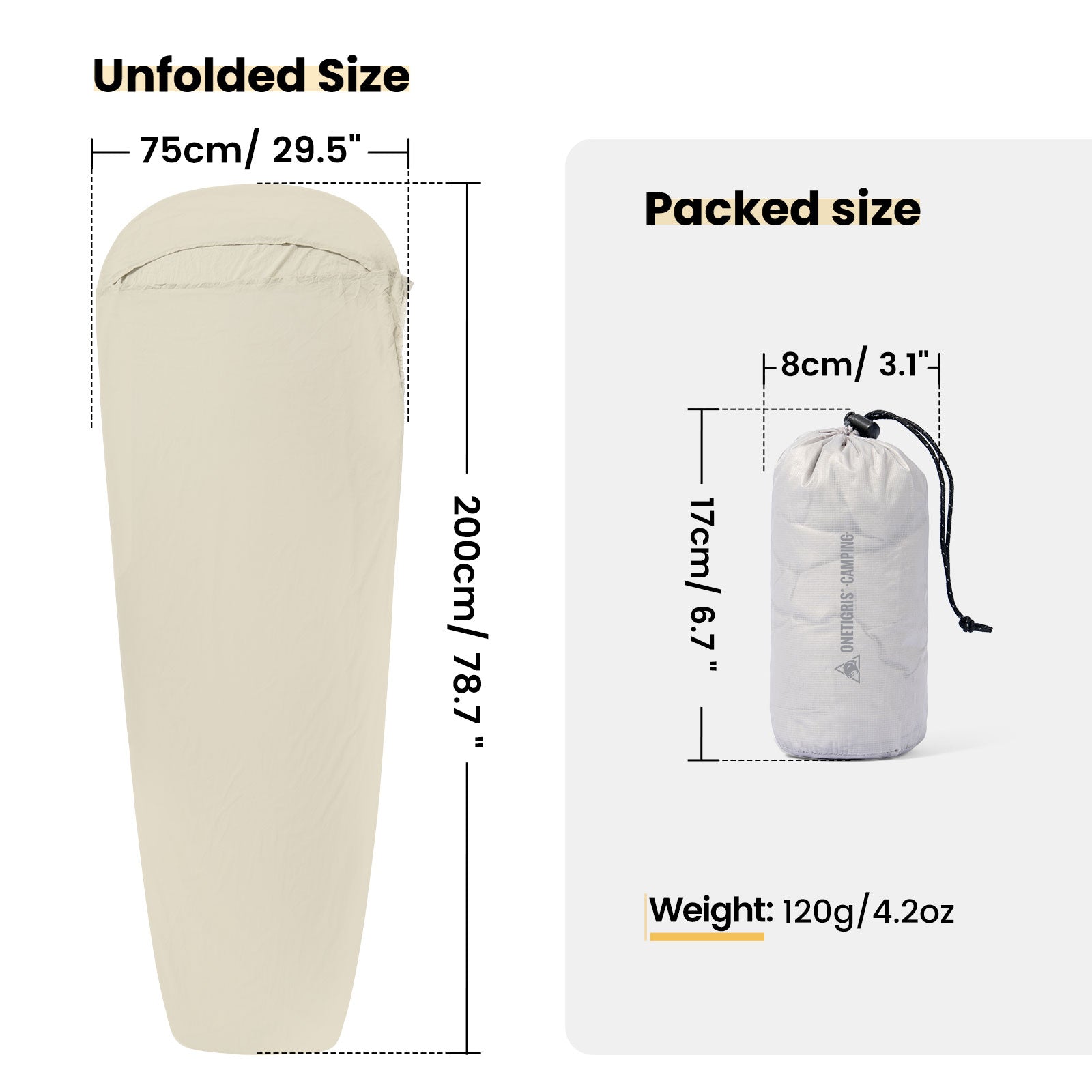 Lightweight Sleeping Bag Liner Product Dimensions