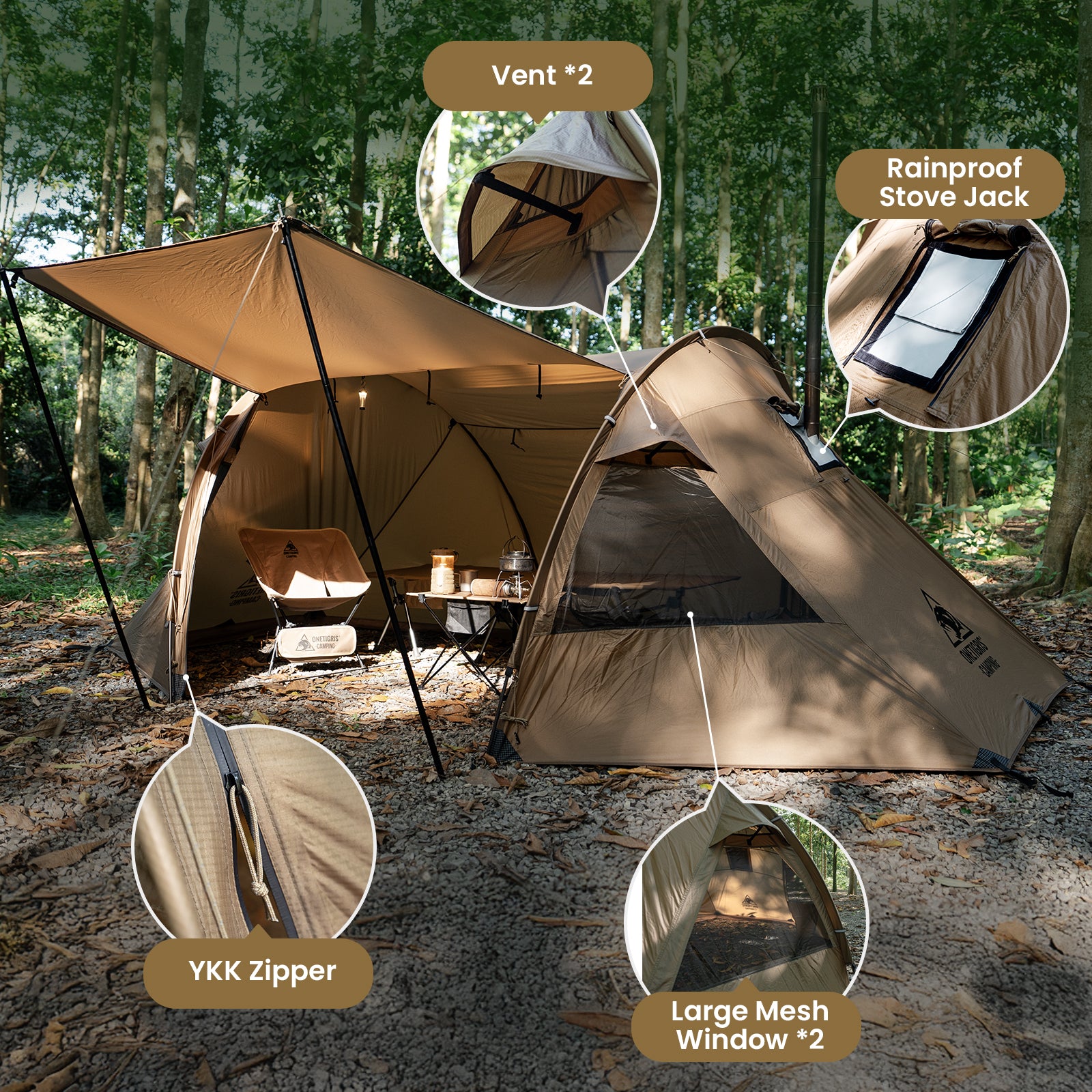 helinox tunnel tent RAVEN NEST Tunnel Hot Tent |OneTigris Camping