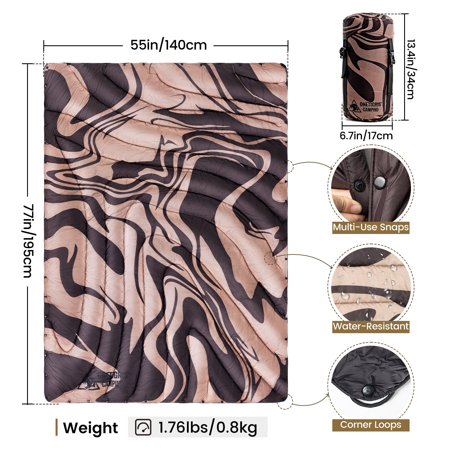 OneTigris Digital Printed Camping Blanket