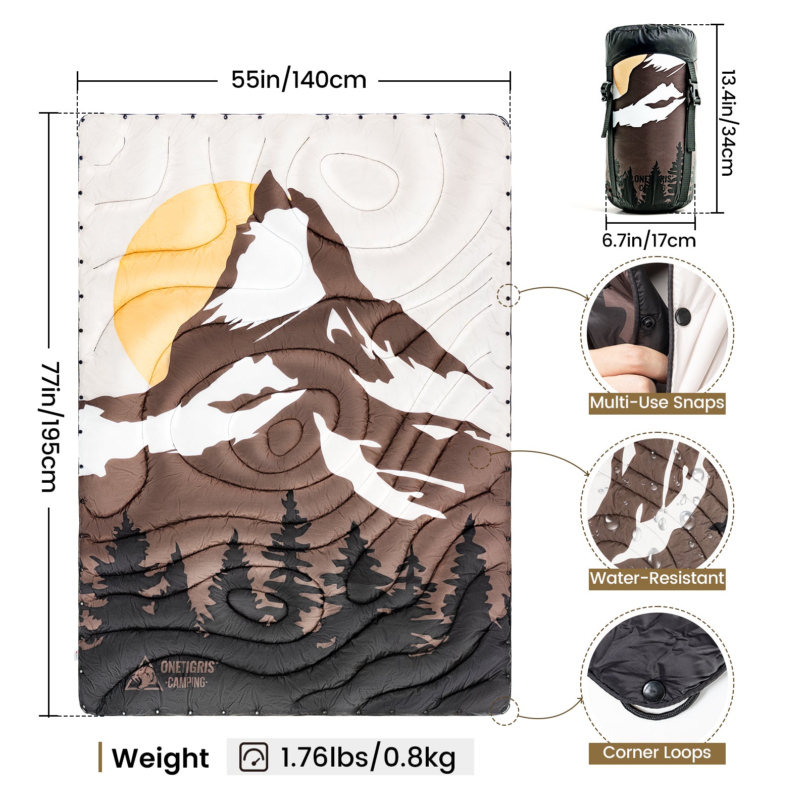 OneTigris Digital Printed Camping Blanket