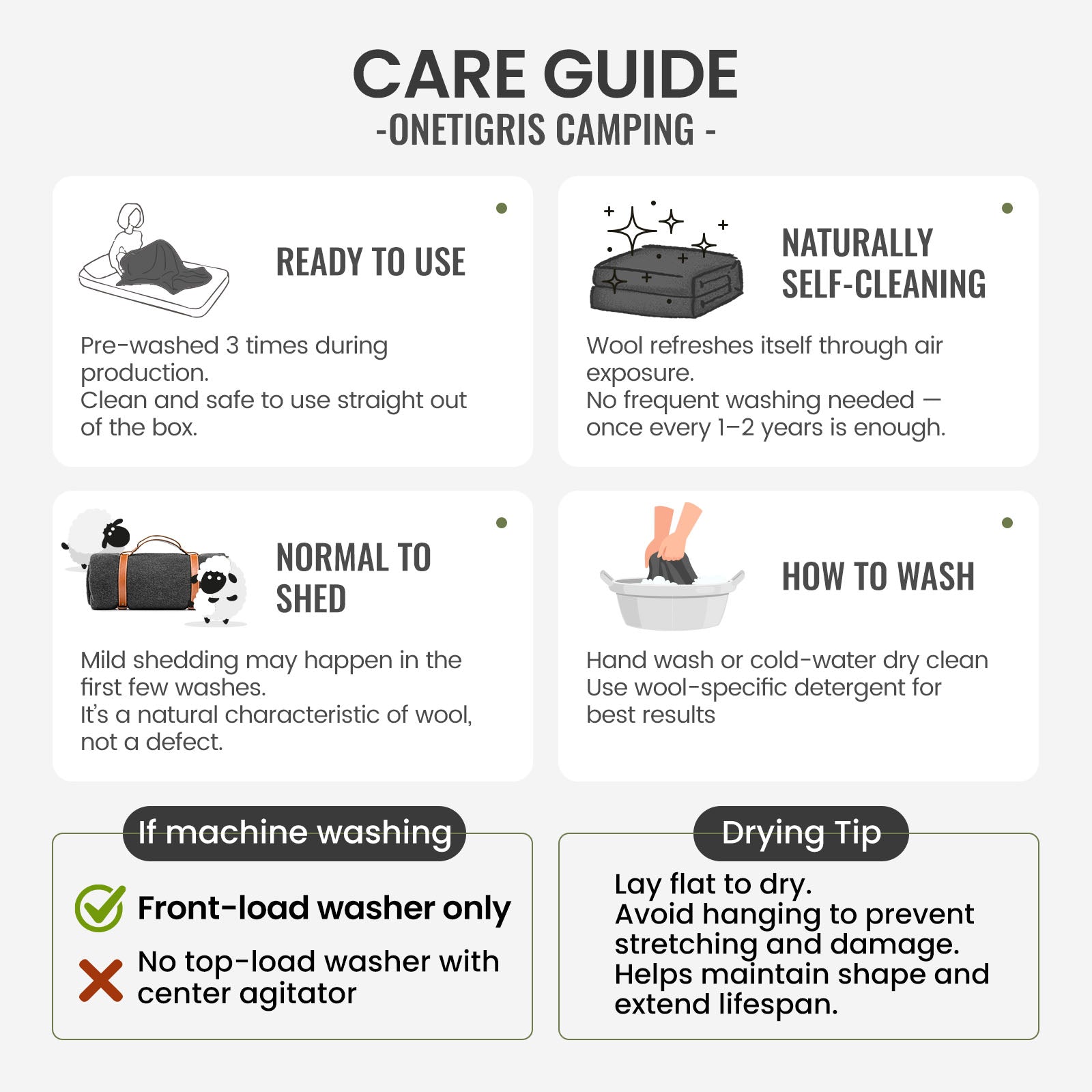 Onetigris Camping Outdoor Camping Wool Blanket