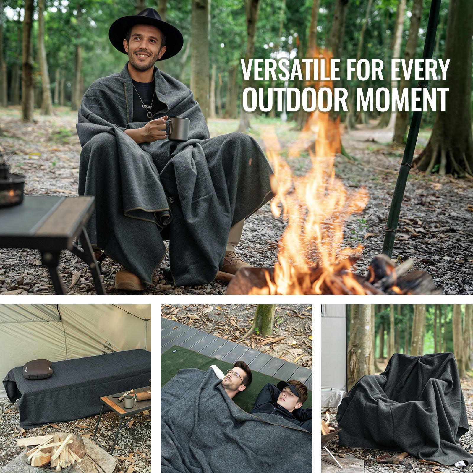 Onetigris Camping Outdoor Camping Wool Blanket