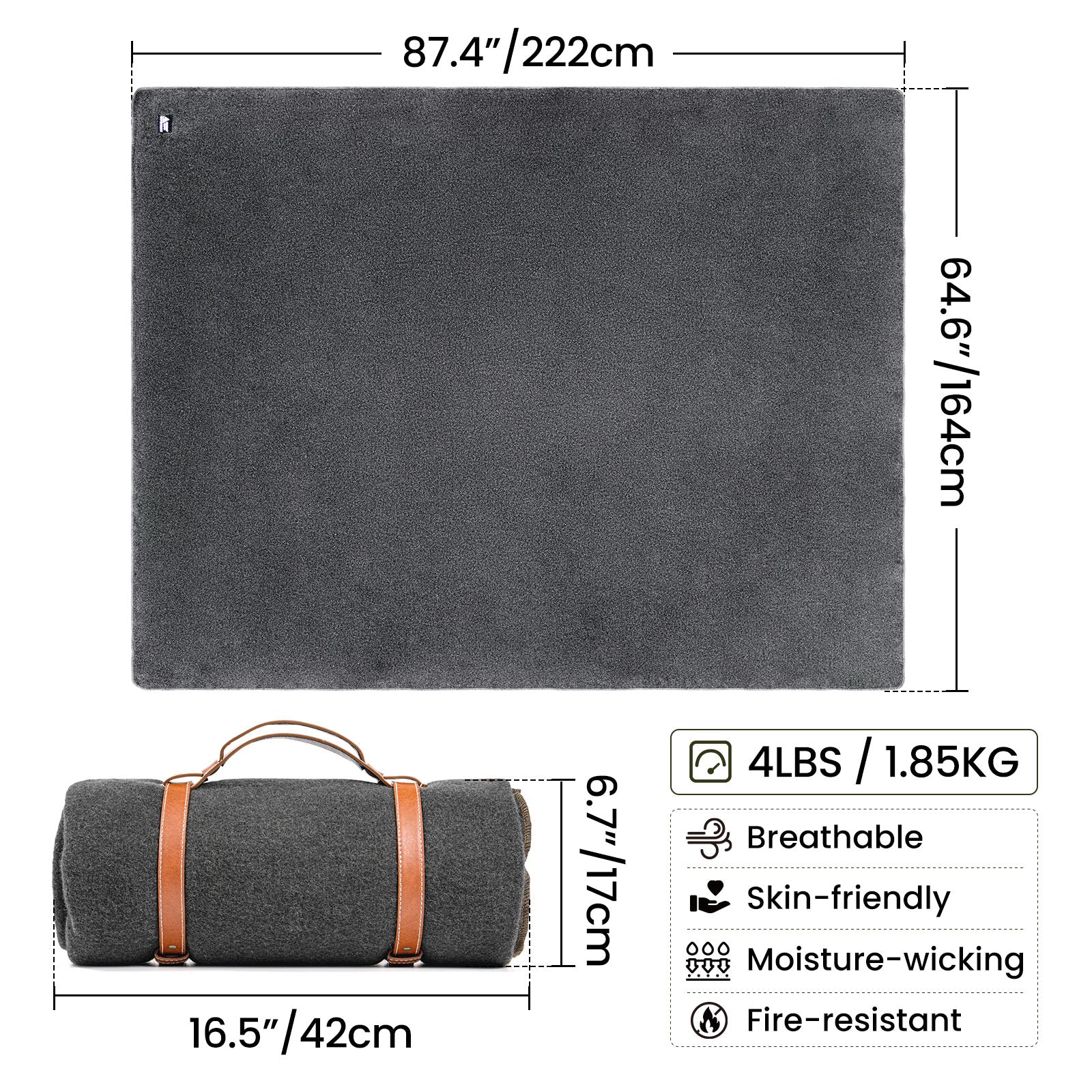 Onetigris Camping Outdoor Camping Wool Blanket