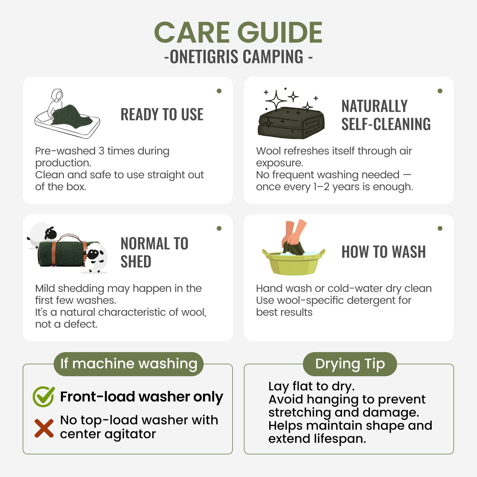 Onetigris Camping Outdoor Camping Wool Blanket