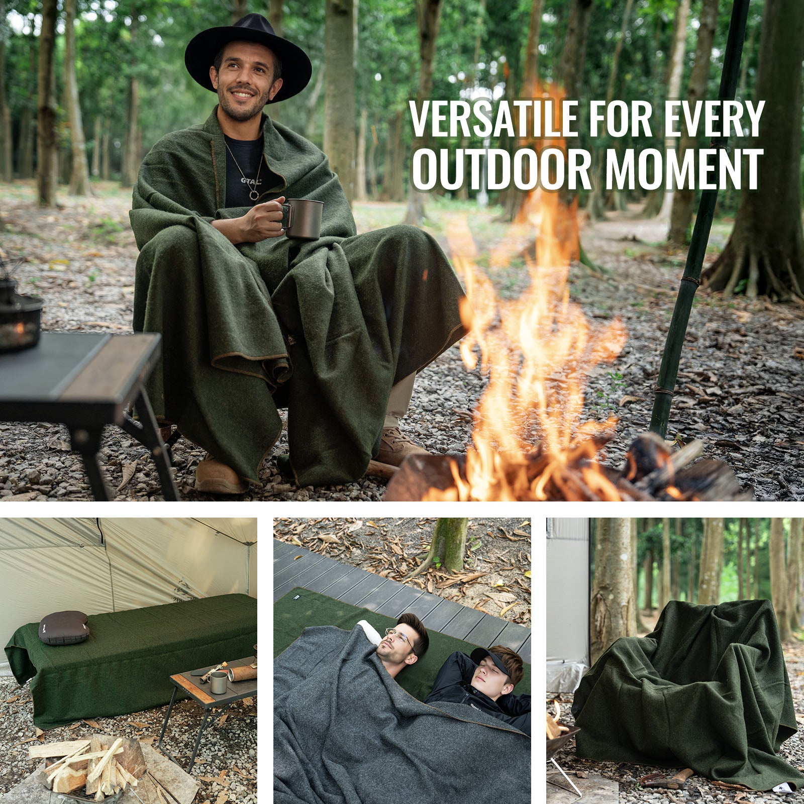 Onetigris Camping Outdoor Camping Wool Blanket