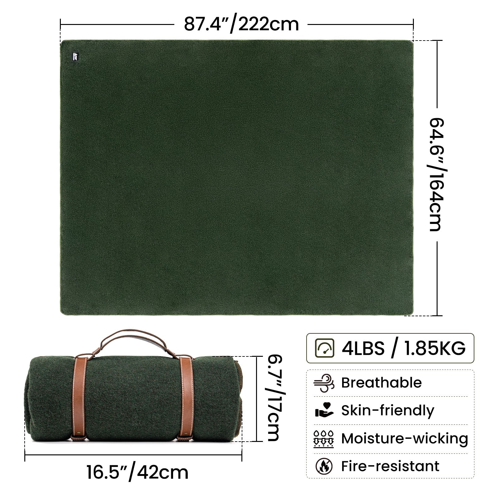 Onetigris Camping Outdoor Camping Wool Blanket