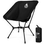 Black camping chair with carrying bag on a white background