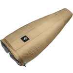 Roll-up sleeping bag with a visible brand logo on a white background