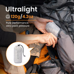 The sleeping bag liner adds no packing burden and takes up no space.