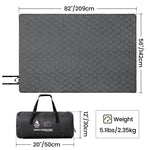 Gray quilted mat with dimensions and weight information displayed