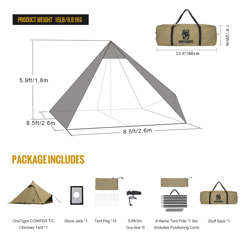 c tent CONIFER T/C Chimney Tent – OneTigris Camping